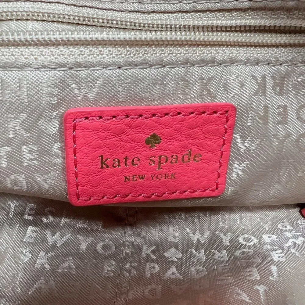 Kate Spade Wellesley Byrd Pebbled Leather Coral Pink Chain Strap Shoulder Bag